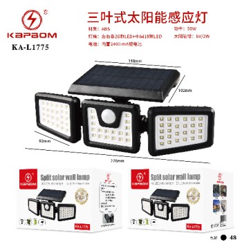 3 Luminárias de Parede com Painel Solar 50W