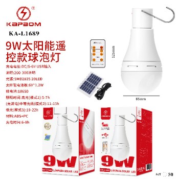 Lâmpada de Indução Solar com Controle Remoto 9W