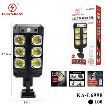 Luminária Solar Refletor Poste Led com Sensor de Presença 20W