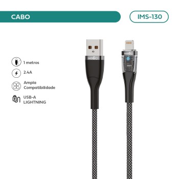 Cabo USB-A para Lightning IMENSO 2.4A 1 Metro Nylon Trançado IMS-130