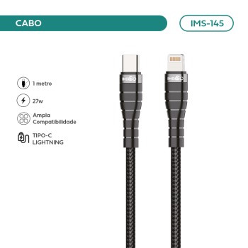 Cabo Imenso Type-C para Lightning 1m Nylon Trançado 27W IMS-145