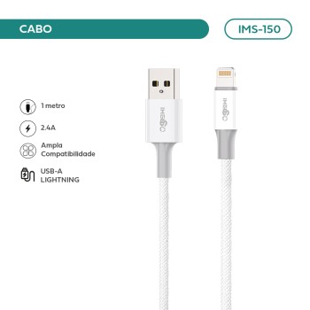 Cabo Imenso USB-A para Lightning 2.4A 1m IMS-150