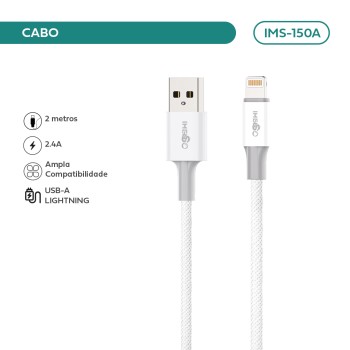 Cabo Imenso USB-A para Lightning 2.4A 2m IMS-150A 