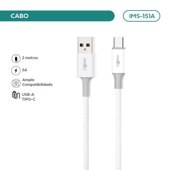 Cabo Imenso 2m 5A USB-A para Type-C IMS-151A