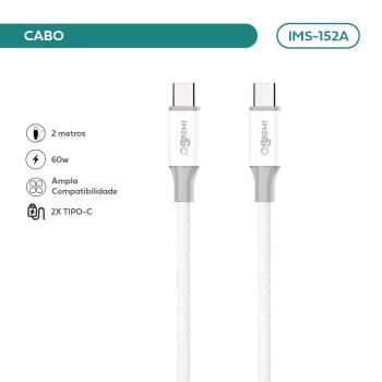 Cabo Imenso 60W 2m 5A Type-C para Type-C IMS-152A