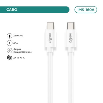 Cabo Imenso 60W 2m Type-C para Type-C IMS-160A 