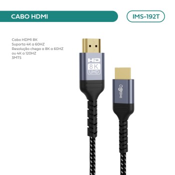 Cabo Hdmi Macho Em 1 Hdmi Macho Imenso Preto IMS-192T
