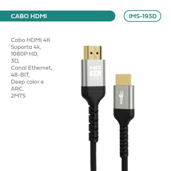 Cabo Hdmi 4k 1080p - 2 Metros IMS-193D