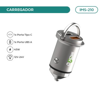 Carregador Veicular Imenso 45w Quick Charge Cor Prateado IMS-210