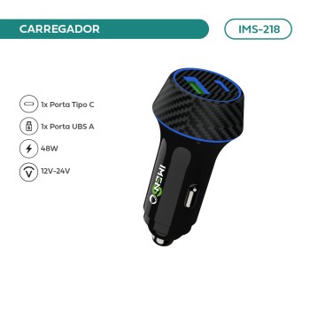 Carregador Veicular Imenso IMS-218 Quick Charge 48w 12v-24v