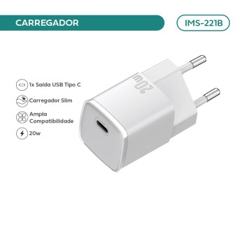 Carregador De Parede Super Tipo-c 20w Branco Imenso IMS-221B