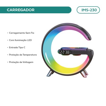 Carregador Indução Imenso IMS-230 Luminária G 110/220v Rgb 110v/220v