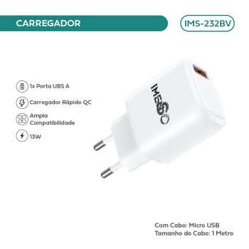 Carregador Turbo 18W Lightning Bivolt Tipo V IMS-232BV