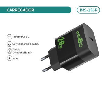 Carregador Imenso 20w C/ 1 Saída Type-c Bivolt IMS-256P