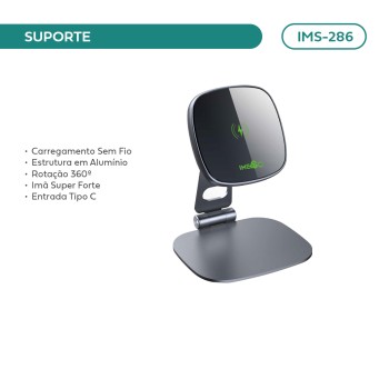 Suporte Carregador Magnético Sem Fio P/ Mesa Imenso 15w IMS-286
