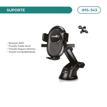 Suporte Veicular Ampla Compatibilidade Fixação Segura Imenso Cor Preto IMS-343