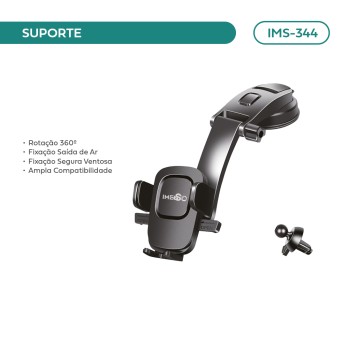 Suporte Veicular Ampla Compatibilidade Rotação 360° Imenso Cor Preto IMS-344