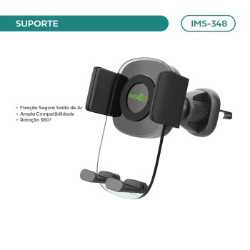 Suporte Veicular Fixação Saída Ar Rotação Giro 360° Imenso Cor Preto IMS-348