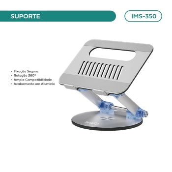 Suporte Para Notebook/tablet Imenso Rotação 360° Cor Alumínio IMS-350