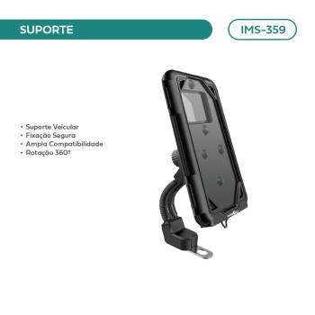 Suporte Veicular Fixação Segura Volante Rotação 360° Imenso Cor Preto IMS-359