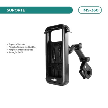 Suporte Veicular Rotação 360° Fixação Segura Guidão Imenso Cor Preto IMS-360