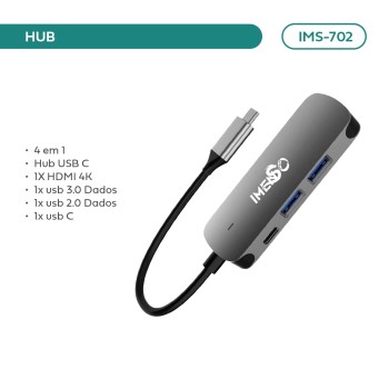Adaptador HUB USB-C 4 em 1 Imenso IMS-702 