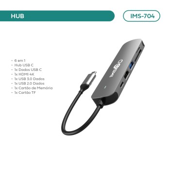 Hub USB-C 6 em 1 Imenso para McBook IMS-704 