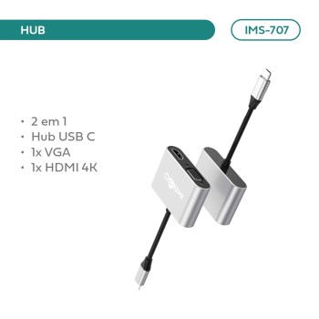 Adaptador Hub Imenso 2 Portas 1 Vga 1 Hdmi Cor Cinza IMS-707