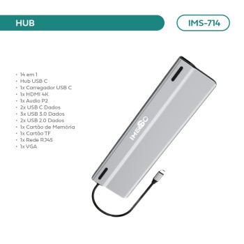 Adaptador Hub Imenso 14 Portas Em 1 Pc/tablet/iMac/macbook IMS-714