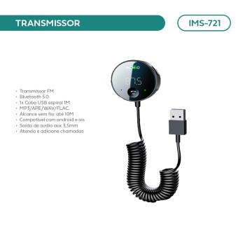 Transmissor Imenso FM Bluetooth 5.0 IMS-721