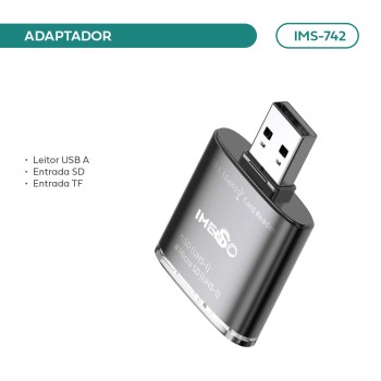 Adaptador Imenso Leitor de Cartões SD e TF com Conexão USB-A  IMS-742