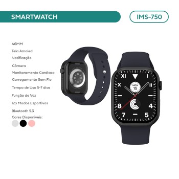 Relógio Smartwatch Imenso 46mm Sport Mode Preto IMS-750