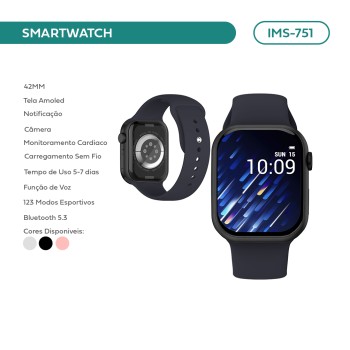 Relógio Smartwatch Imenso 42mm Sport Mode Preto IMS-751