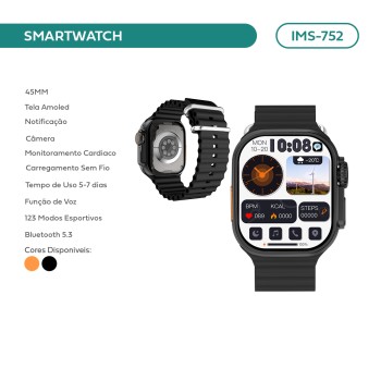 Relógio Smartwatch Imenso Amoled 45mm Preto IMS-752