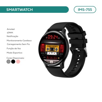 Relógio Smartwatch Imenso Amoled 47mm Preto IMS-755