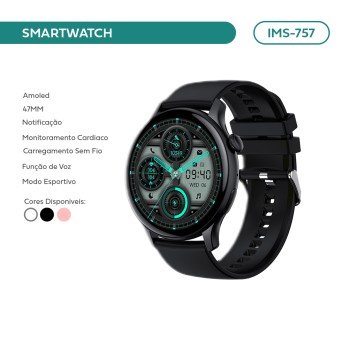 Smartwatch Relógio Imenso Bluetooth 47mm Amoled Preto IMS-757