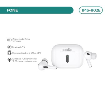 Fone De Ouvido Imenso Buds Enjoy Pro Anc Bluetooth 5.3 Cor Branco IMS-802E