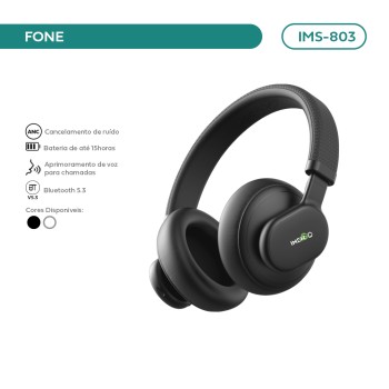 Headset Imenso Anc Bluetooth 5.3 12h Cor Preto/branco Cor Preto IMS-803