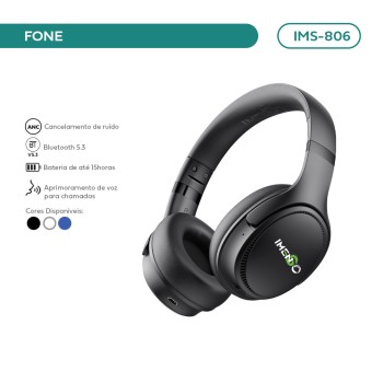 Headphone Bluetooth Imenso Cancelamento De Ruído Anc Cor Preto IMS-806