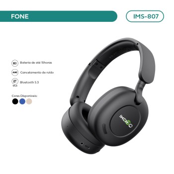 Headphone Bluetooth Imenso Cancelamento De Ruído Anc Cor Preto IMS-807