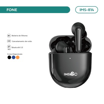 Fone De Ouvido Imenso Ims814 Bluetooth Preto 5.2 Anc