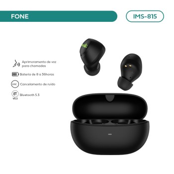 Fone De Ouvido Imenso Bluetooth 5.1 Anc 32h Quad Mic Cor Preto IMS-815
