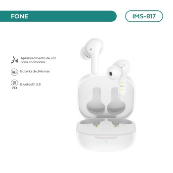 Fone De Ouvido Imenso Enc Bluetooth 5.1 24h Cor Branco IMS-817