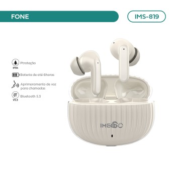 Fone De Ouvido Imenso Bluetooth 5.3 6h Ipx4 Enc 10m Cor Branco IMS-819