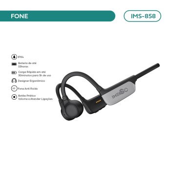 Fone De Ouvido Imenso Bluetooth 5.1 5h Ipx4 Cor Preto IMS-858