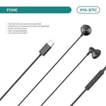Fone De Ouvido C/ Fio Imenso C/ Mic Omnidirecional C/ Type-c IMS-871C