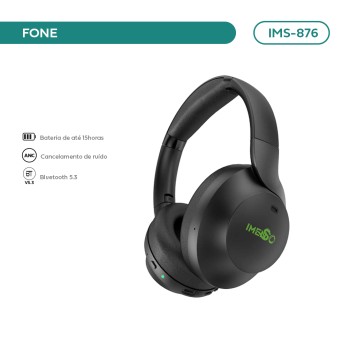 Headphone Bluetooth Imenso Cancelamento Anc C/ Microfone Cor Preto IMS-876