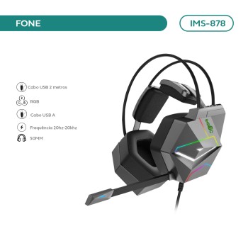 Headset Gamer Rgb C/ Fio Imenso IMS-878
