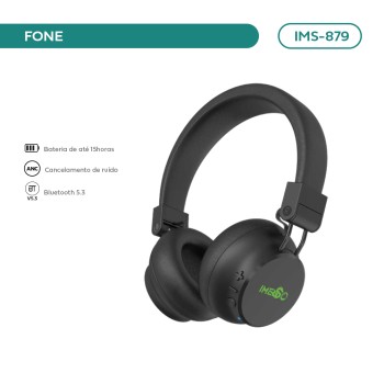 Fone De Ouvido Headset Imenso Anc Bluetooth 5.2 Cor Preto IMS-879