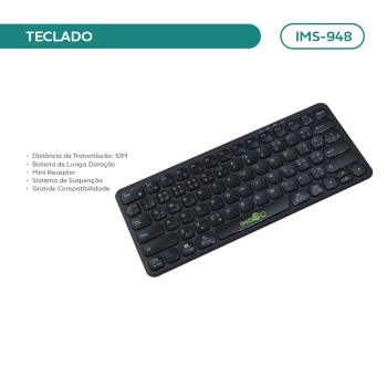 Teclado S/ Fio Imenso Cor Preta Cor De Teclado Preto Idioma Português Brasil IMS-948